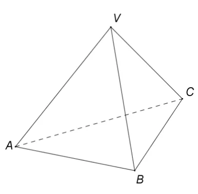Figura 1: tetraedrul regulat VABC.