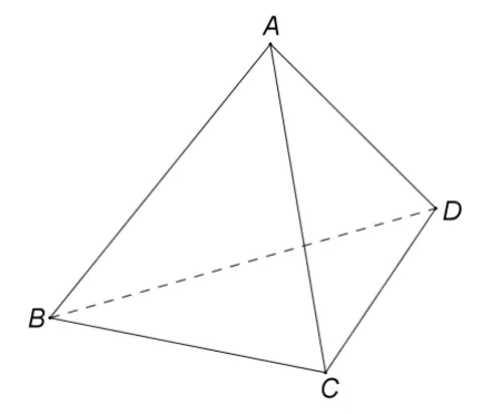 Figura 1: tetraedrul regulat ABCD.