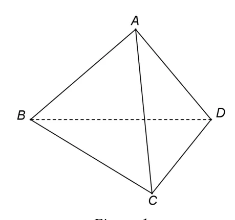 Figura 1: tetraedrul regulat ABCD.