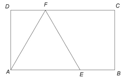 Figura 2: dreptunghiul ABCD cu triunghiul echilateral AEF, E pe AB și F pe DC.