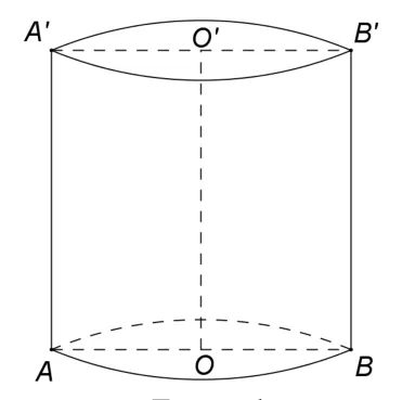 Figura 1: cilindru circular drept cu centrele bazelor O și O' și secțiunea axială ABB'A'.