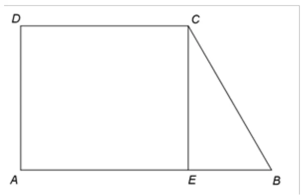 Figura 2: trapezul dreptunghic ABCD, cu E pe AB și CE perpendiculară pe bază.