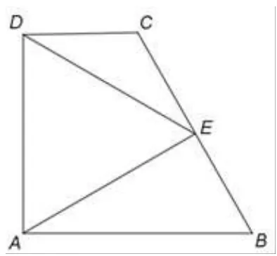 Figura 2: trapez dreptunghic ABCD, cu AD verticală, AB baza mare și CD baza mică; E este pe latura BC și sunt trasate AE și DE.
