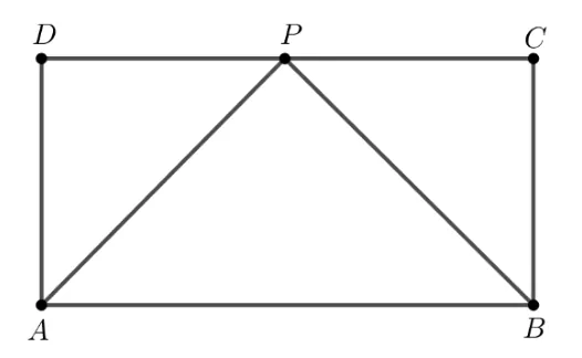 Dreptunghiul ABCD; bisectoarea unghiului A taie latura DC în P; segmentele AP și BP trasate.