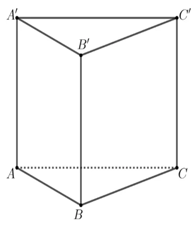 Prisma dreaptă triunghiulară ABCA'B'C'.